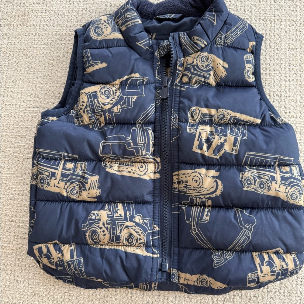 GAP Kids Blue Vest with Construction Print - Picture 2 of 5